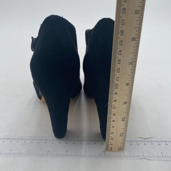 YDN Black Pointed Toe High Heel Booties Pumps Cutout Buckle Party Dress Shoes - Picture 4 of 7